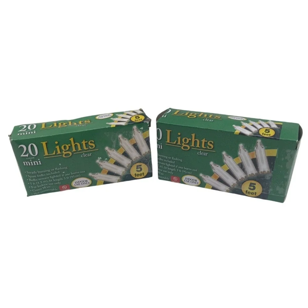 2 SETS - Indoor Christmas Mini Lights,‎ 5 ft. Strands 20 Ct Clear - PREOWNED
